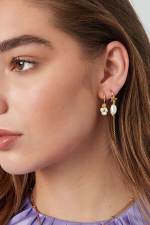 Ohrringe mit Perlenanhänger – silberner Edelstahl h5 Bild2